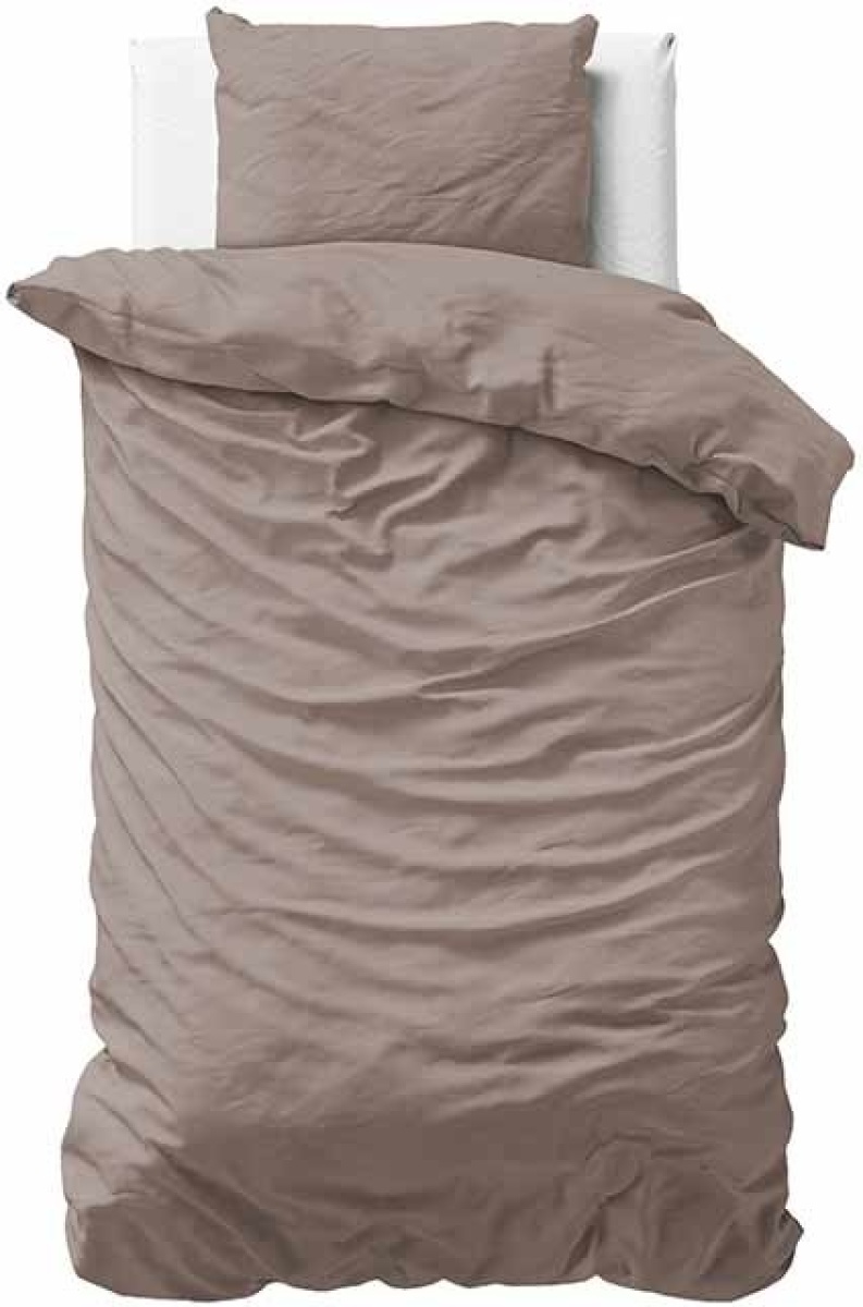 Primaviera Deluxe Uni Satijn - Taupe 1-persoons (140 x 200/220 cm + 1 kussensloop) Dekbedovertrek