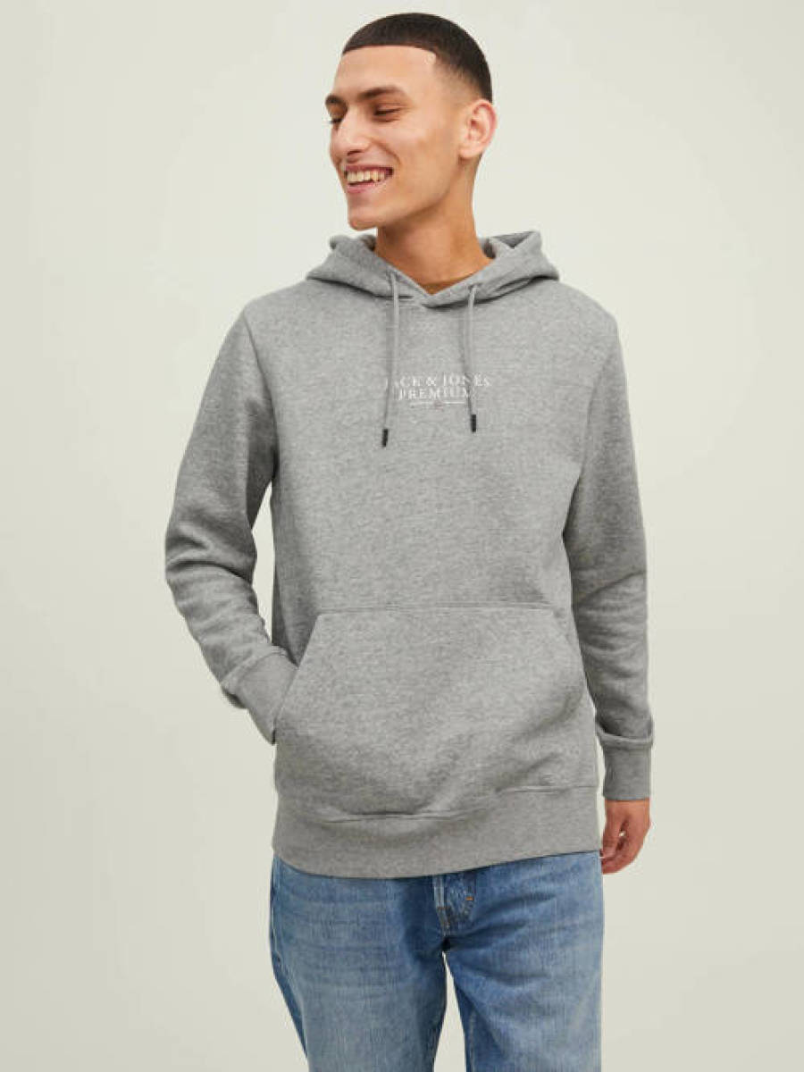 Jack & Jones PREMIUM gemêleerde hoodie JPRBLUARCHIE light grey melange