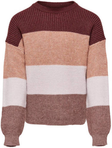 KIDS Only GIRL gestreepte trui KOGSANDY bruin/roze/beige
