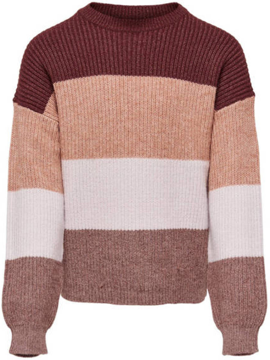 KIDS Only GIRL gestreepte trui KOGSANDY bruin/roze/beige
