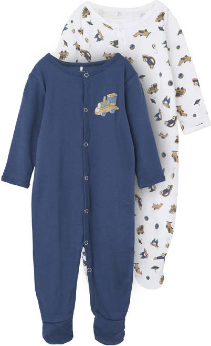 NAME IT BABY boxpak NBMNIGHTSUIT - set van 2 donkerblauw/wit