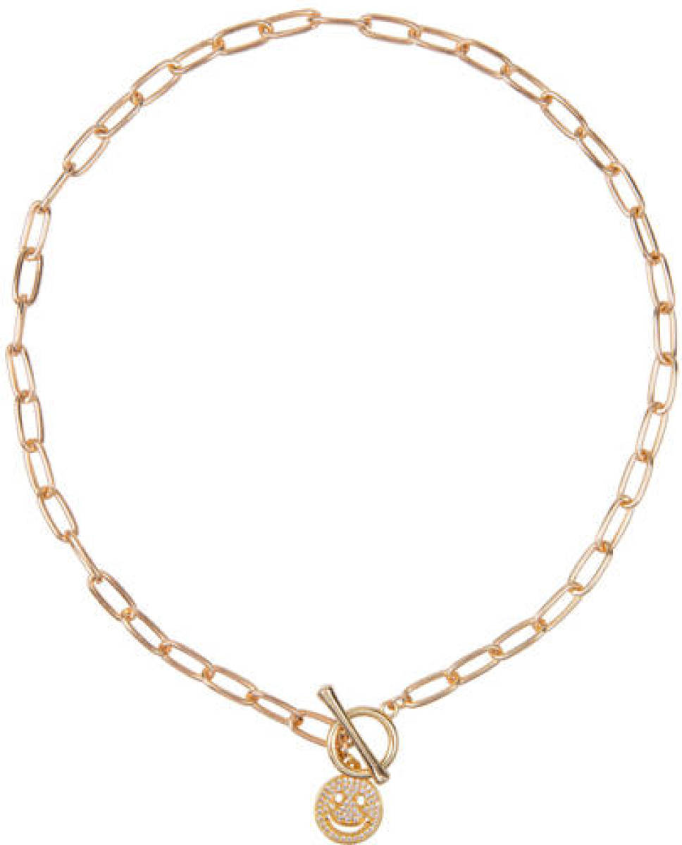 Club Manhattan met goud vergulde schakelketting Glittery Smiley T Bar