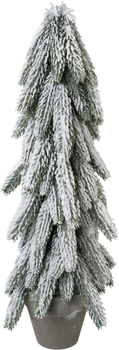 Creativ deco Kunstboom Dennengroen In de pan met decoratieve sneeuw