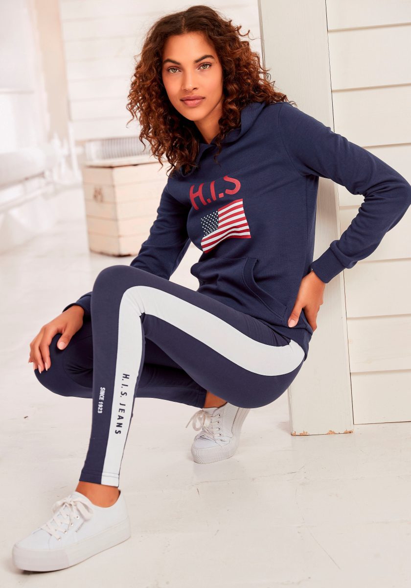 H.I.S Hoodie met logoprint en kangoeroezak