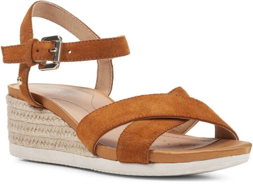 Geox Sleehaksandaaltjes D ISCHIA CORDA met sleehak in raffia-look