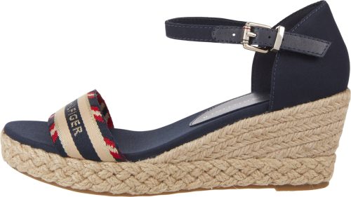 Tommy hilfiger Sleehaksandaaltjes CORPORATE WEBBING LOW WEDGE met een verstelbaar riempje