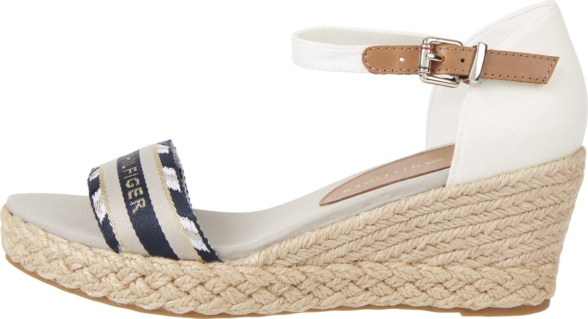 Tommy hilfiger Sleehaksandaaltjes CORPORATE WEBBING LOW WEDGE met een verstelbaar riempje