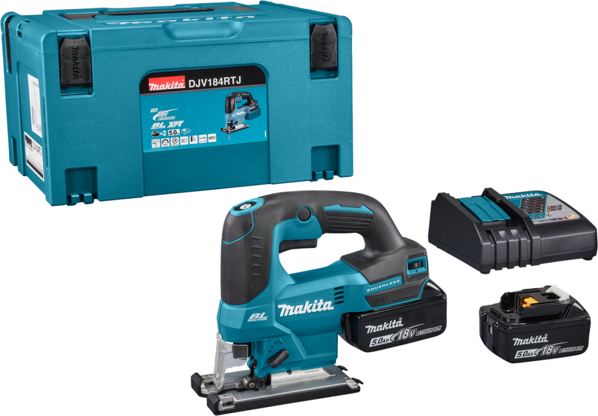 Makita DJV184RTJ | 18V Decoupeerzaag | D-greep | 5,0 Ah accu (2 st) | snellader | in Mbox