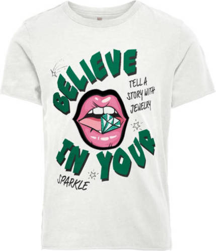 KIDS Only GIRL T-shirt KOGLUCY met printopdruk wit/groen/roze