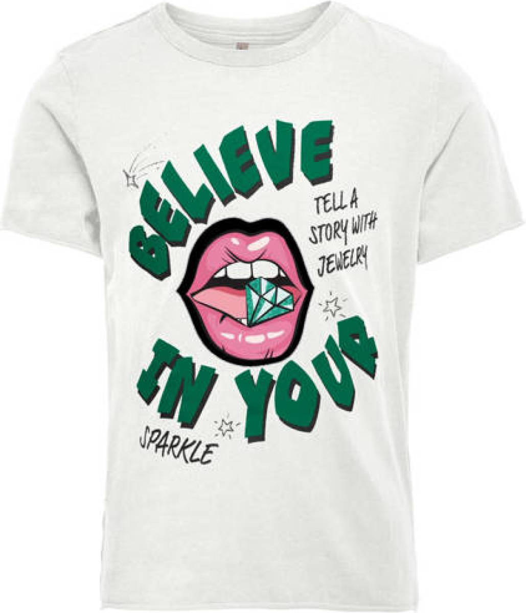 KIDS Only GIRL T-shirt KOGLUCY met printopdruk wit/groen/roze