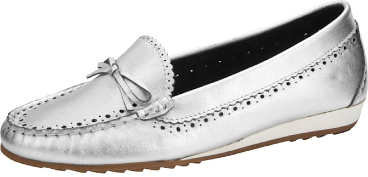 Mocassin met karakteristieke mocassinnaad Liva Loop Zilverkleur