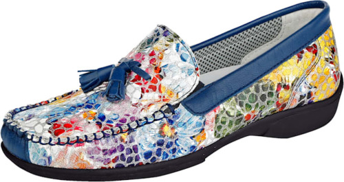 Mocassin met karakteristieke mocassinnaad Naturläufer Blauw/Multicolor