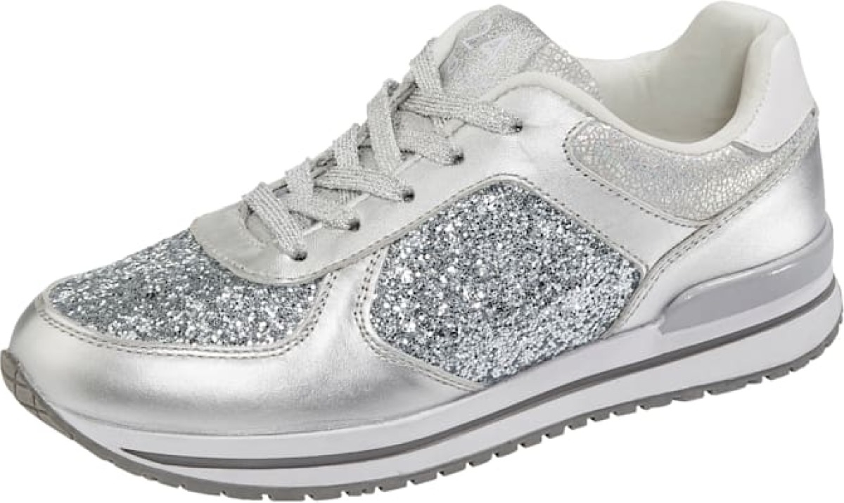 Sneaker van een chique materialenmix 24 Hours Zilverkleur