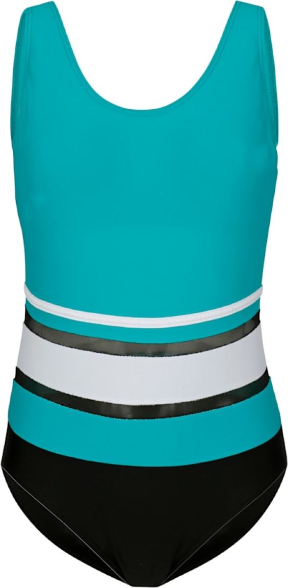 Badpak met meshinzetten voor en achter maritim Turquoise/Zwart/Wit