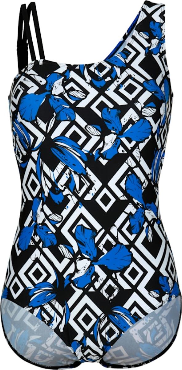 Badpak in modieus model maritim Zwart/Wit/Royal blue