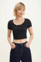 Levi's ribgebreid T-shirt zwart