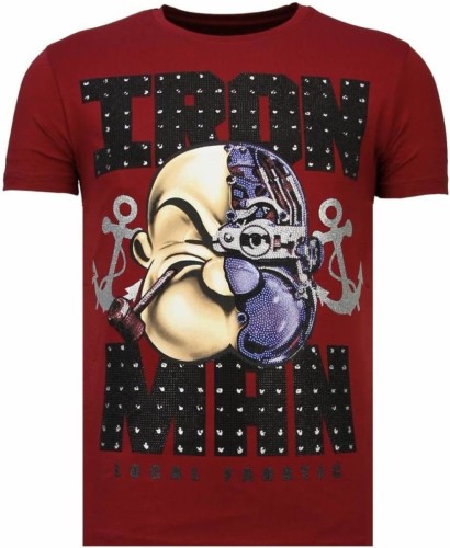 T-shirt Korte Mouw Local Fanatic  Iron Man Popeye Rhinestone