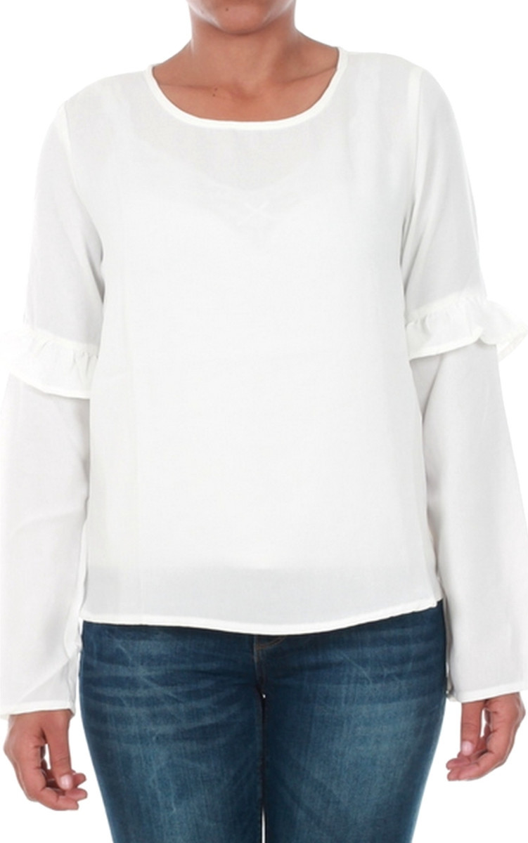 T-Shirt Lange Mouw Only  15144539 ONLJUNA FRILL L/S TOP WVN CLOUD DANCER