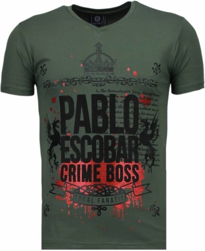 T-shirt Korte Mouw Local Fanatic  Pablo Escobar Boss Rhinestone