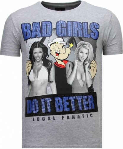 T-shirt Korte Mouw Local Fanatic  Bad Girls Do It Better Rhinestone
