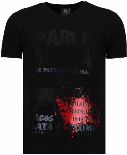 T-shirt Korte Mouw Local Fanatic  Pablo Escobar Narcos Rhinestone