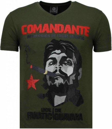 T-shirt Korte Mouw Local Fanatic  Che Guevara Comandante Rhinestone