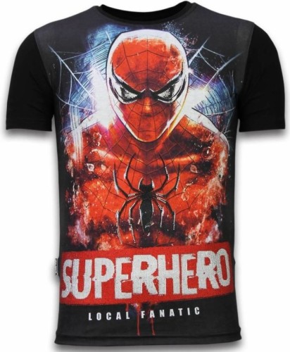 T-shirt Korte Mouw Local Fanatic  Superhero Digital Rhinestone