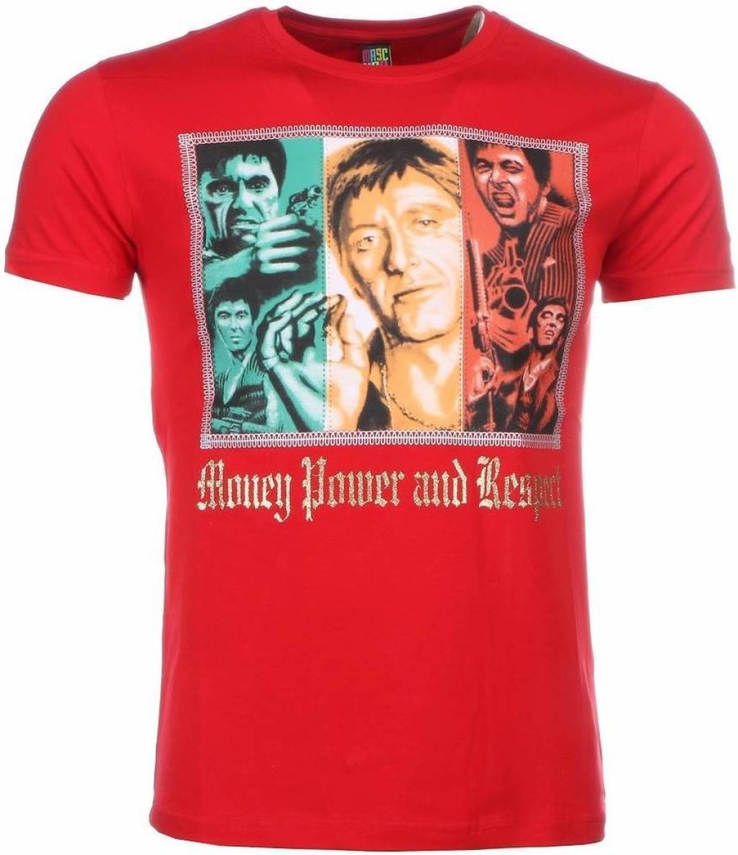 T-shirt Korte Mouw Local Fanatic  Scarface Money Power Respect Print