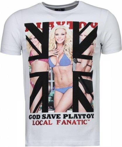 T-shirt Korte Mouw Local Fanatic  God Save Playtoy Rhinestone