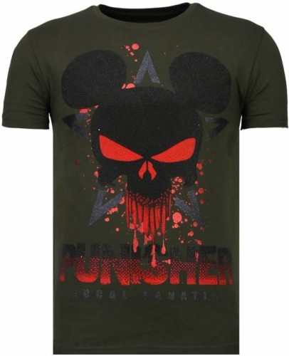 T-shirt Korte Mouw Local Fanatic  Punisher Mickey Rhinestone