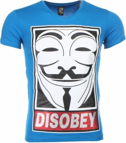 T-shirt Korte Mouw Local Fanatic  Anonymous Disobey Print