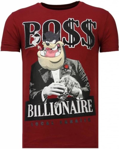 T-shirt Korte Mouw Local Fanatic  Billionaire Boss Rhinestone