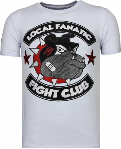 T-shirt Korte Mouw Local Fanatic  Fight Club Spike Rhinestone