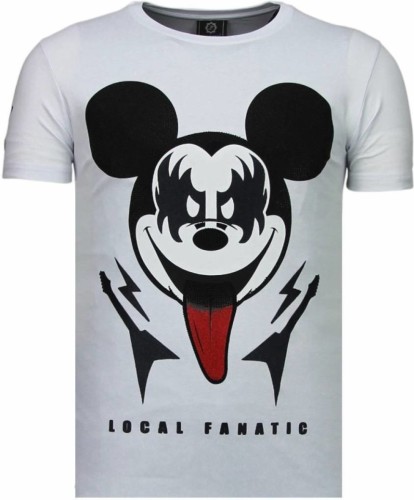 T-shirt Korte Mouw Local Fanatic  Kiss My Mickey Rhinestone