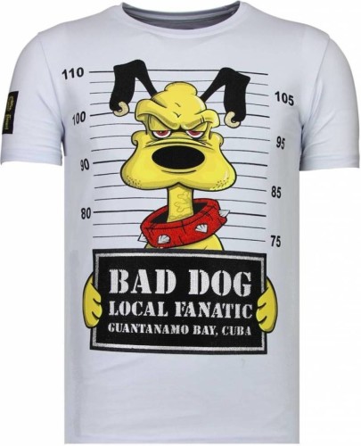 T-shirt Korte Mouw Local Fanatic  Bad Dog Rhinestone