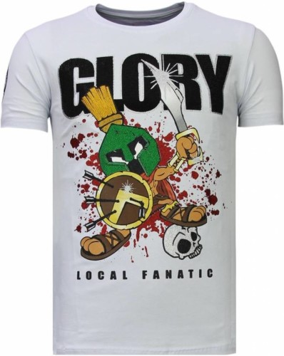 T-shirt Korte Mouw Local Fanatic  Glory Martial Rhinestone