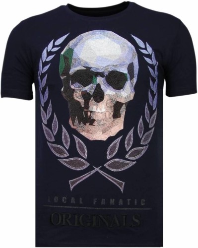 T-shirt Korte Mouw Local Fanatic  Skull Originals Rhinestone