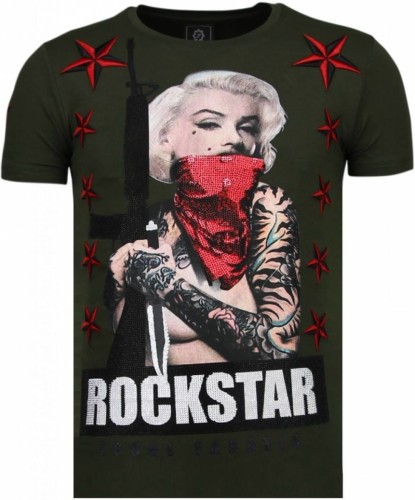 T-shirt Korte Mouw Local Fanatic  Marilyn Rockstar Rhinestone