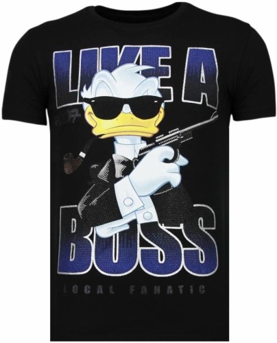 T-shirt Korte Mouw Local Fanatic  Like A Boss Rhinestone