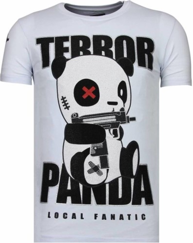 T-shirt Korte Mouw Local Fanatic  Terror Panda Rhinestone