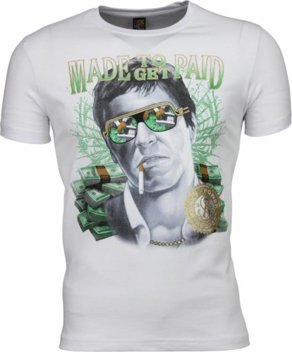 T-shirt Korte Mouw Local Fanatic  Scarface Made To Get Paid Print