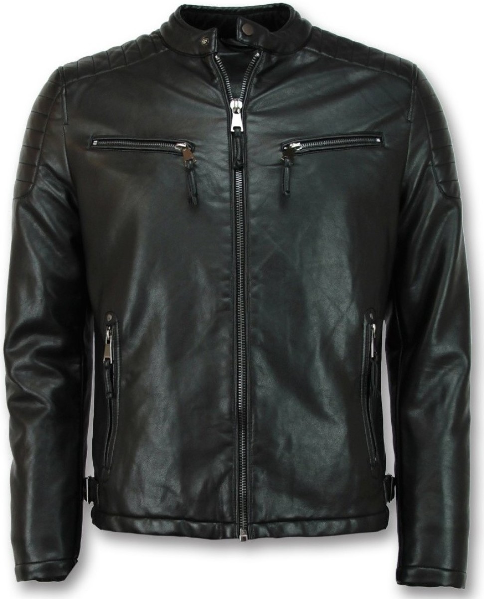 Windjack Enos  Imitatie Leren Jas Biker Jack