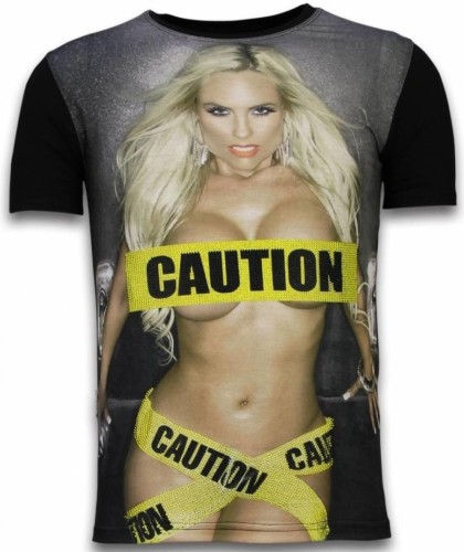 T-shirt Korte Mouw Local Fanatic  Caution Digital Rhinestone