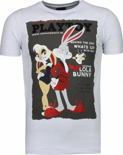 T-shirt Korte Mouw Local Fanatic  Playtoy Bunny Rhinestone
