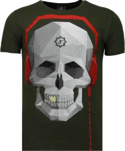 T-shirt Korte Mouw Local Fanatic  Skull Bring The Beat Rhinestone