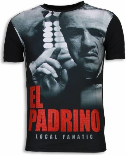 T-shirt Korte Mouw Local Fanatic  El Padrino Face Digital Rhinestone