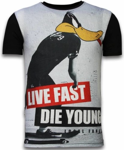 T-shirt Korte Mouw Local Fanatic  Duck Live Fast Digital Rhinestone