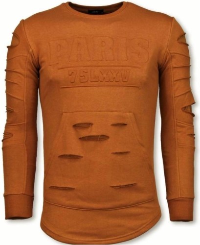 Sweater Justing  D Stamp PARIS Damaged Oranje