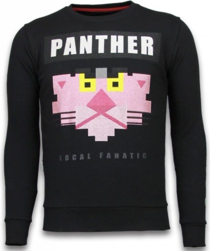 Sweater Local Fanatic  Panther Rhinestone Black