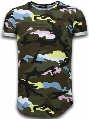 T-shirt Korte Mouw Tony Backer  Known Camouflage Long Fi Army Pink